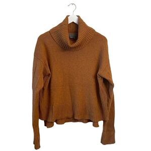 Anthropologie Viscose Wool Mustard Rust Knit Chunkie Oversized SZ S #1726